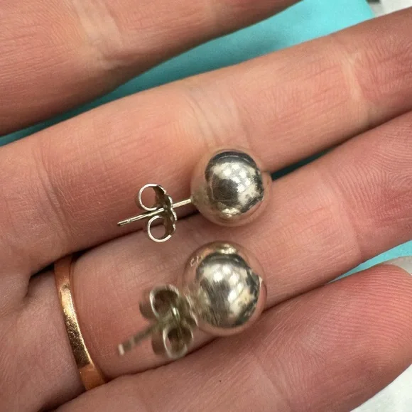 VERY RARE Tiffany Sterling Silver Stud Ball Earrings